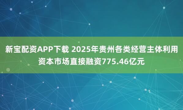 新宝配资APP下载 2025年贵州各类经营主体利用资本市场直接融资775.46亿元