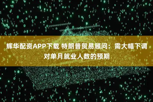 辉华配资APP下载 特朗普贸易顾问：需大幅下调对单月就业人数的预期
