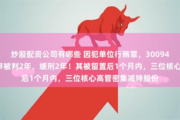 炒股配资公司有哪些 因犯单位行贿罪，300941实控人张更生一审被判2年，缓刑2年！其被留置后1个月内，三位核心高管密集减持股份